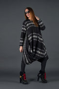 Plaid wool asymmetric dress Holly - EUG Fashion
