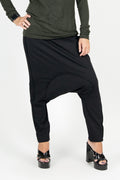 Black drop-crotch harem pants Erika — EUG Fashion #black

