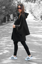 Black Hooded Vest Zipper MELODY - EUG Fashion