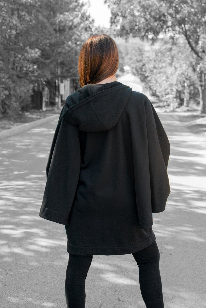 Black Hooded Vest Zipper MELODY - EUG Fashion