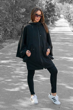 Black Hooded Vest Zipper MELODY - EUG Fashion