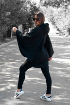 Black Hooded Vest Zipper MELODY - EUG Fashion