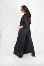 wide linen jumpsuit #black