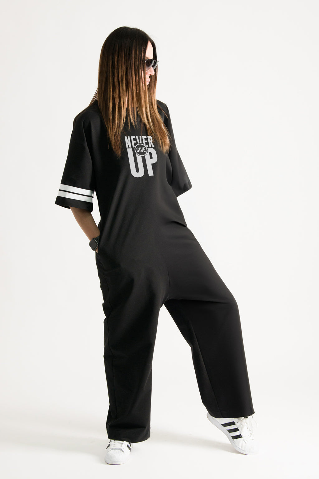 Black Wide Jumpsuit - Adriana