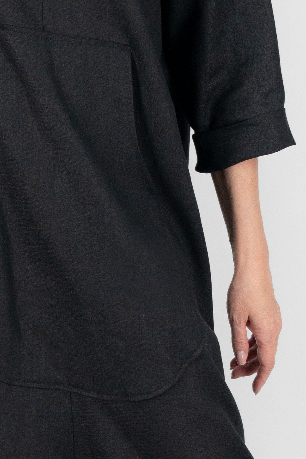 wide linen jumpsuit #black