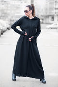 Black Knitted Hooded Jumpsuit LINA - EUG Fashion