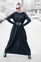 Black Knitted Hooded Jumpsuit LINA - EUG Fashion