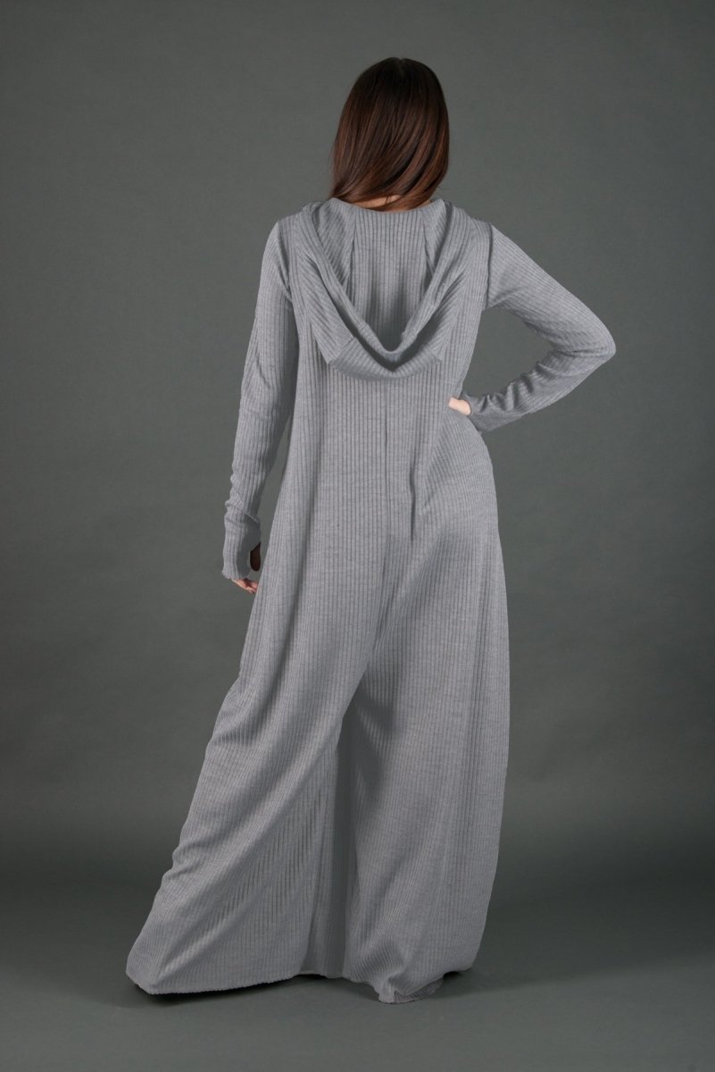 Black Knitted Hooded Jumpsuit LINA - EUG Fashion