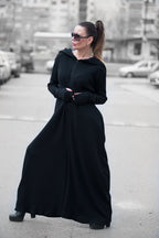 Black Knitted Hooded Jumpsuit LINA - EUG Fashion
