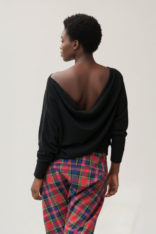 Black Knitted open back Top BERTA - EUG Fashion