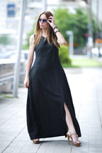 long-linen-dress EUG fashion #black