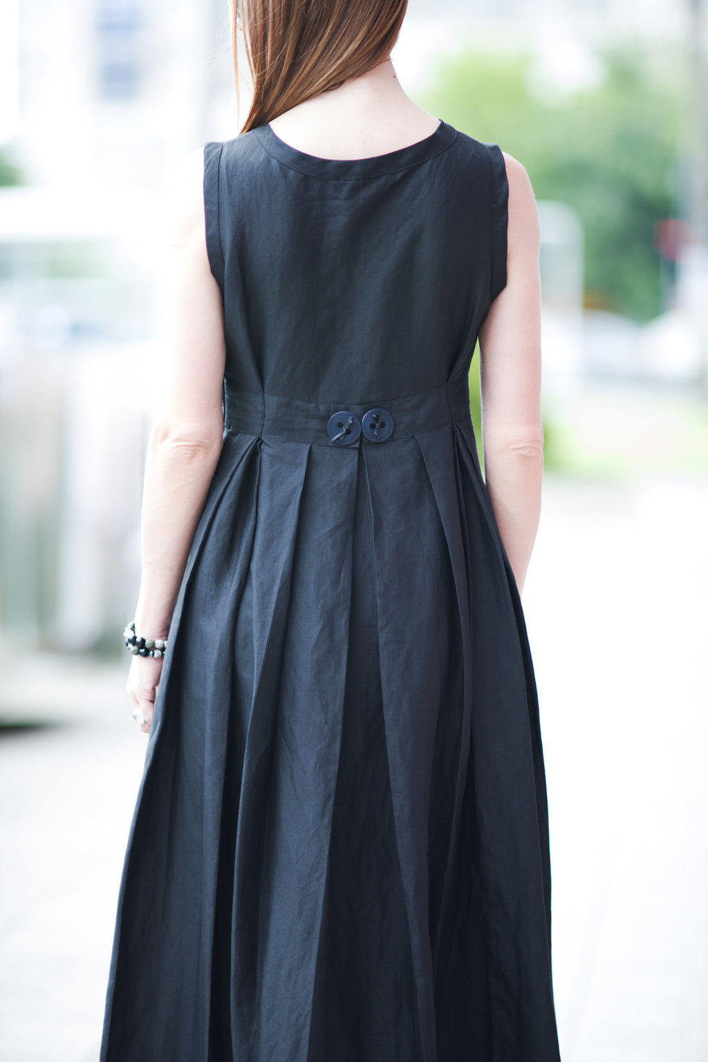 long-linen-dress EUG fashion #black