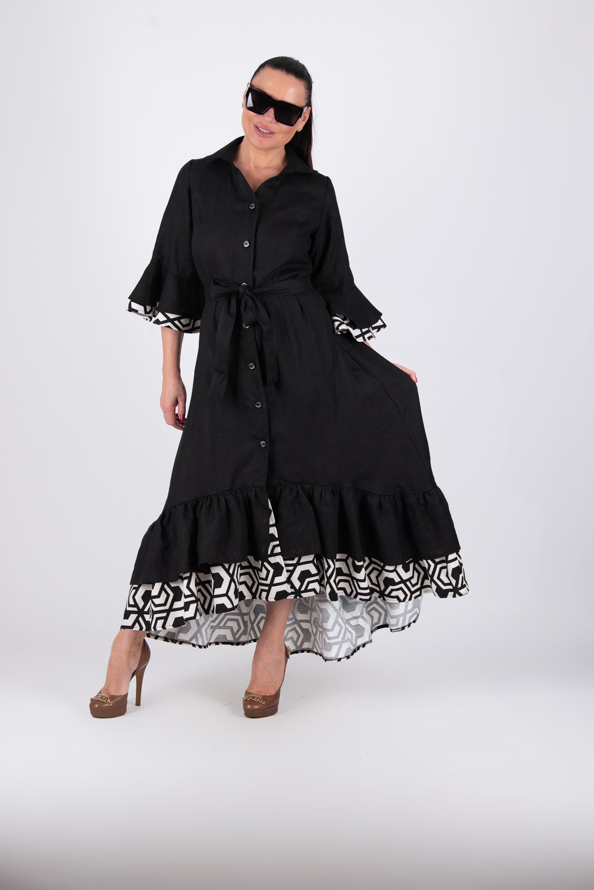 elegant linen dress #black