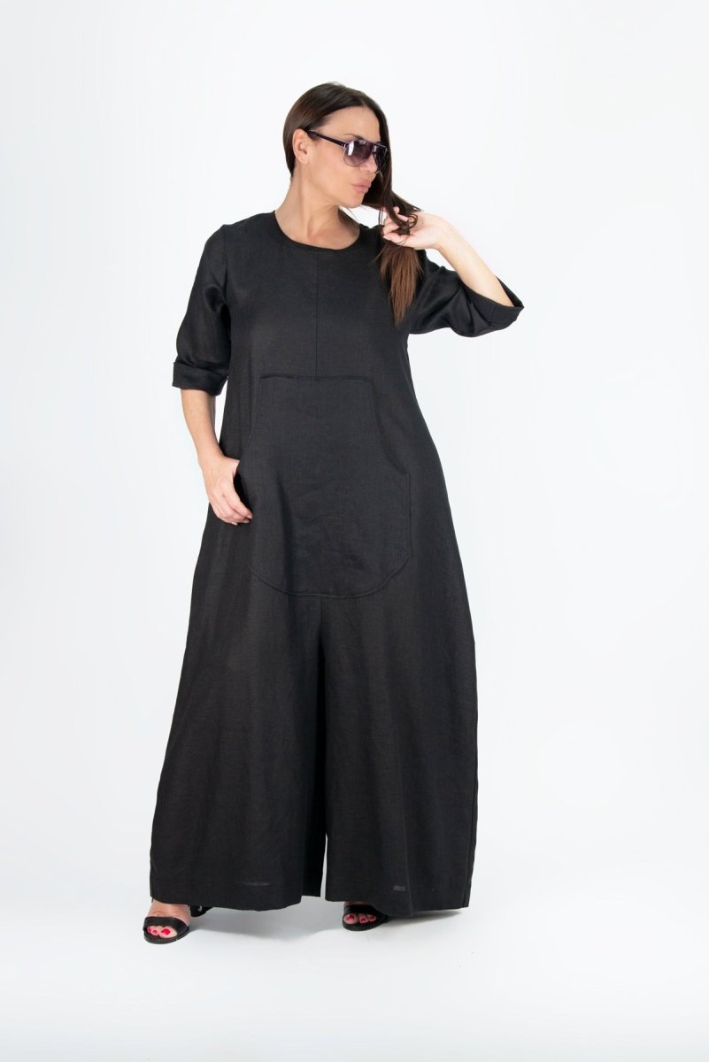 Black Linen Jumpsuit LISA - EUG Fashion EugFashion 