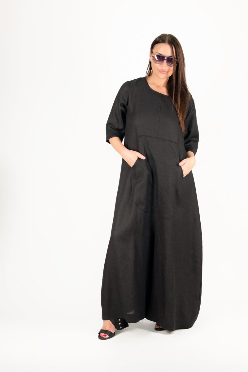 Black Linen Jumpsuit LISA - EUG Fashion