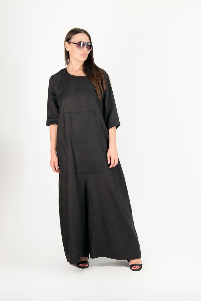 Black Linen Jumpsuit LISA - EUG Fashion