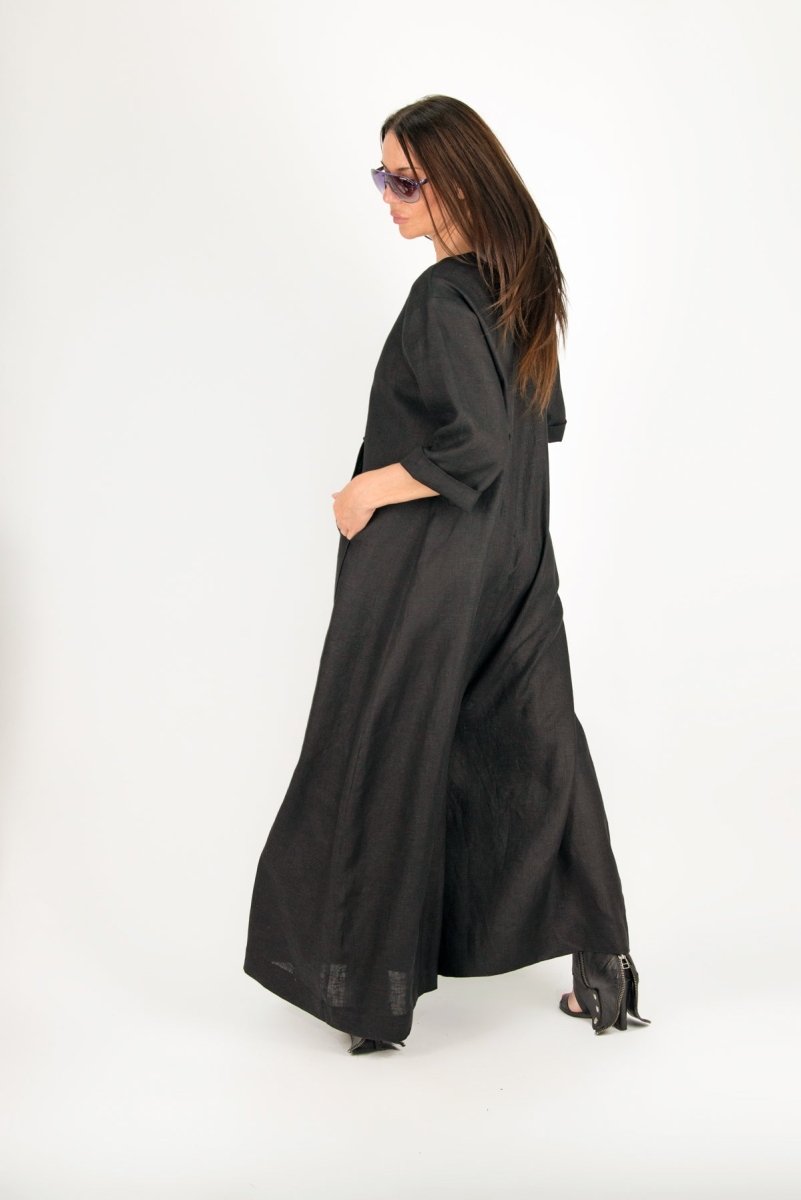 Black Linen Jumpsuit LISA - EUG Fashion
