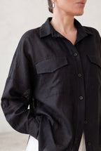 black linen shirt