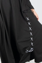 Black Long Cotton dress SAVINA - EUG Fashion
