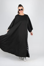 Black Long Cotton dress SAVINA - EUG Fashion
