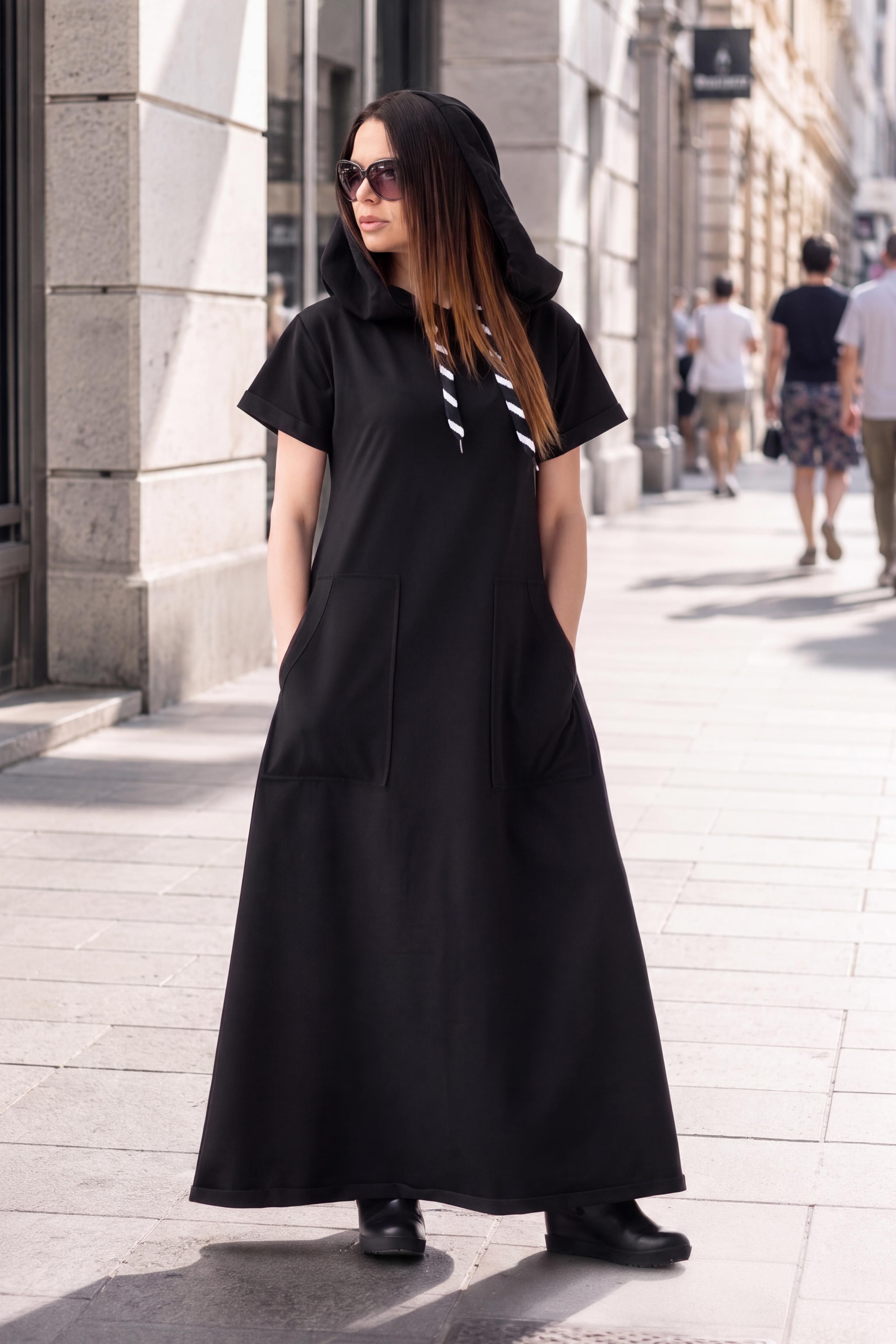 Black long dress a line #black