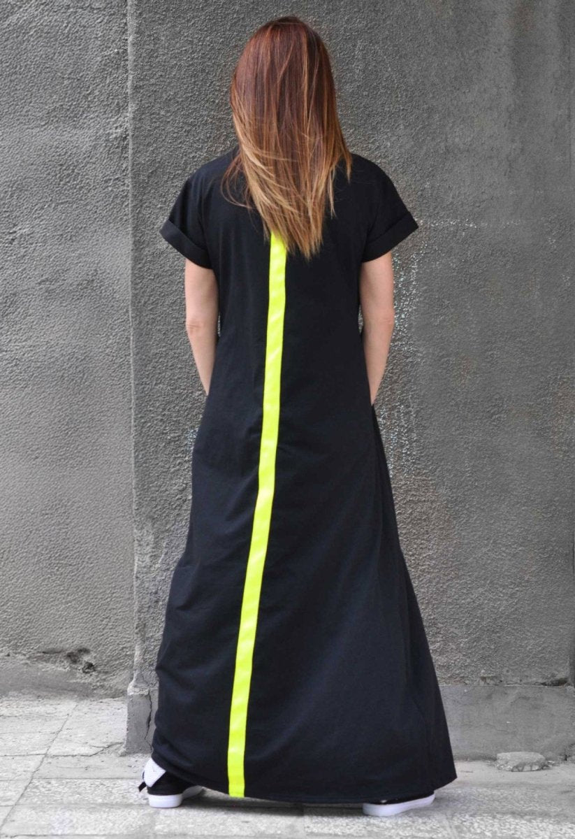 Black Long Dress With Back Stripe AMIRA - EUG Fashion EugFashion 