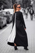 Black punto milano maxi dress Lara with white back panel - EUG Fashion #black
