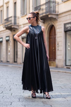 elegant black long a line dress