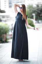 long-linen-dress EUG fashion #black
