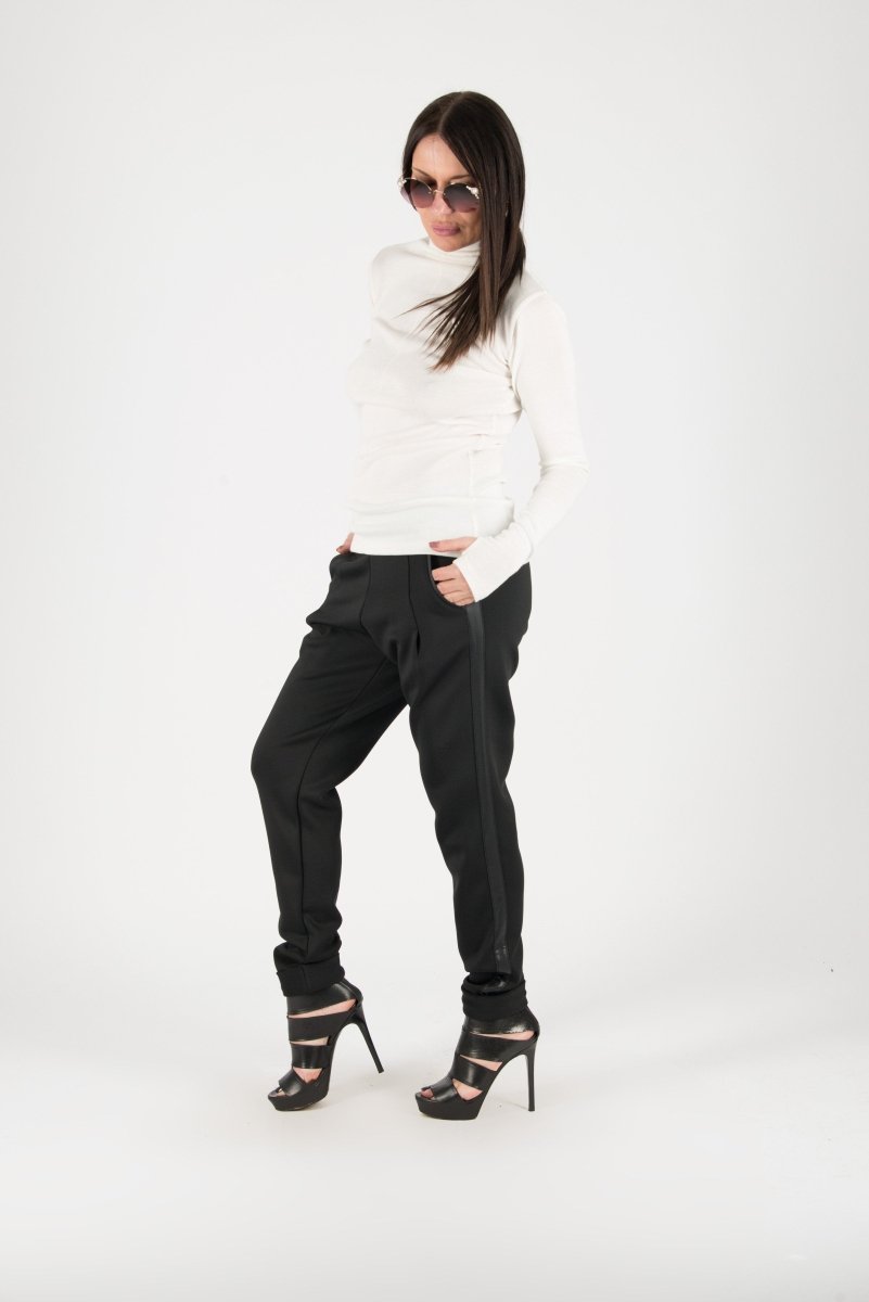 Black Neoprene Pants Josefin - EUG Fashion EugFashion 