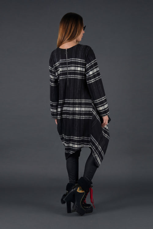 Plaid wool asymmetric dress Holly - EUG Fashion
