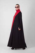 Red and black A-line punto milano dress Vivian - EUG Fashion 