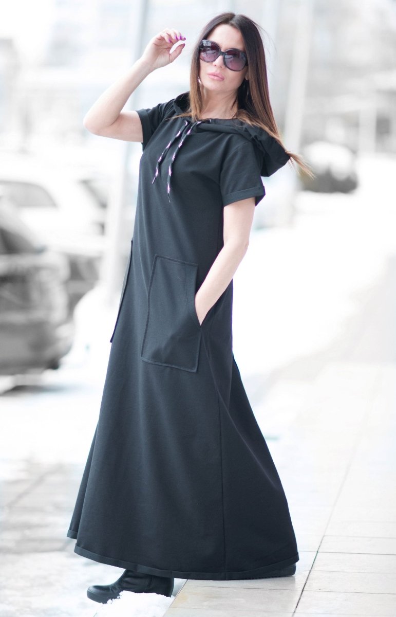 Black short sleeves dress KASANDRA - EUG Fashion