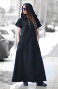 Black short sleeves dress KASANDRA - EUG Fashion