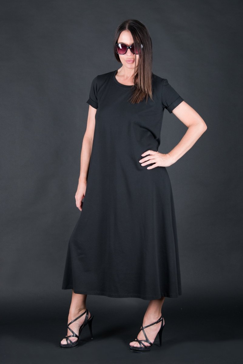 Black Summer Cotton Dress EMY SALE - EUG Fashion EugFashion 