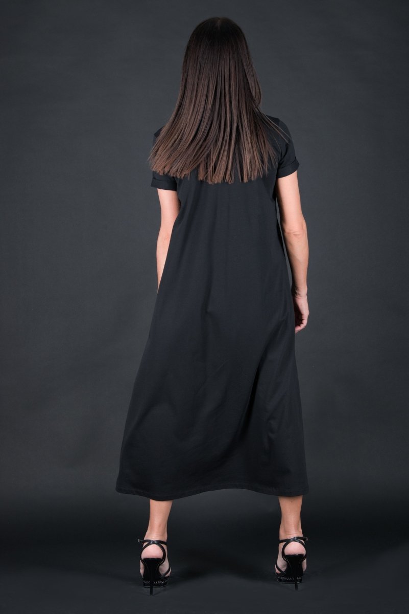 Black Summer Cotton Dress EMY SALE - EUG Fashion EugFashion 