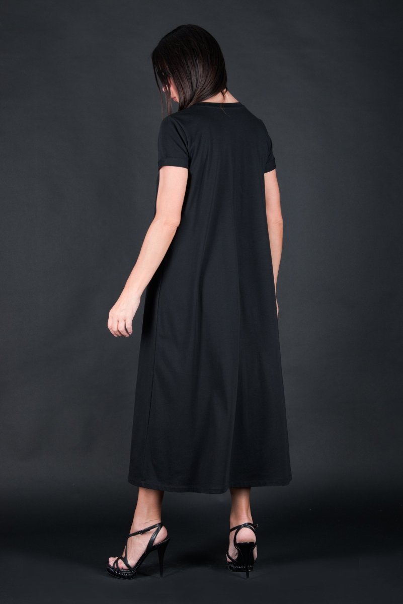 Black Summer Cotton Dress EMY SALE - EUG Fashion EugFashion 