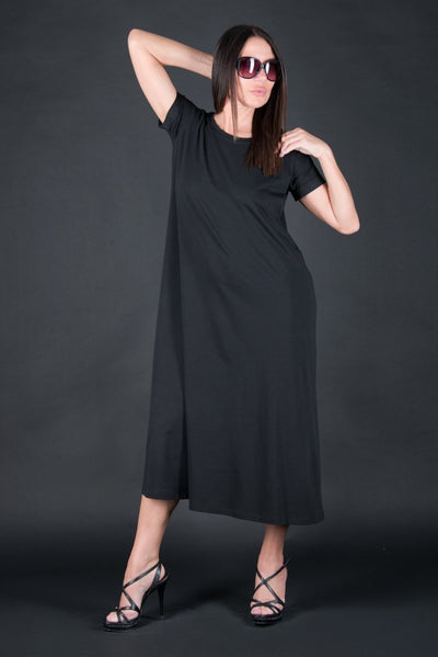 Black Summer Cotton Dress EMY SALE - EUG Fashion EugFashion 