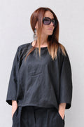 Linen top #black
