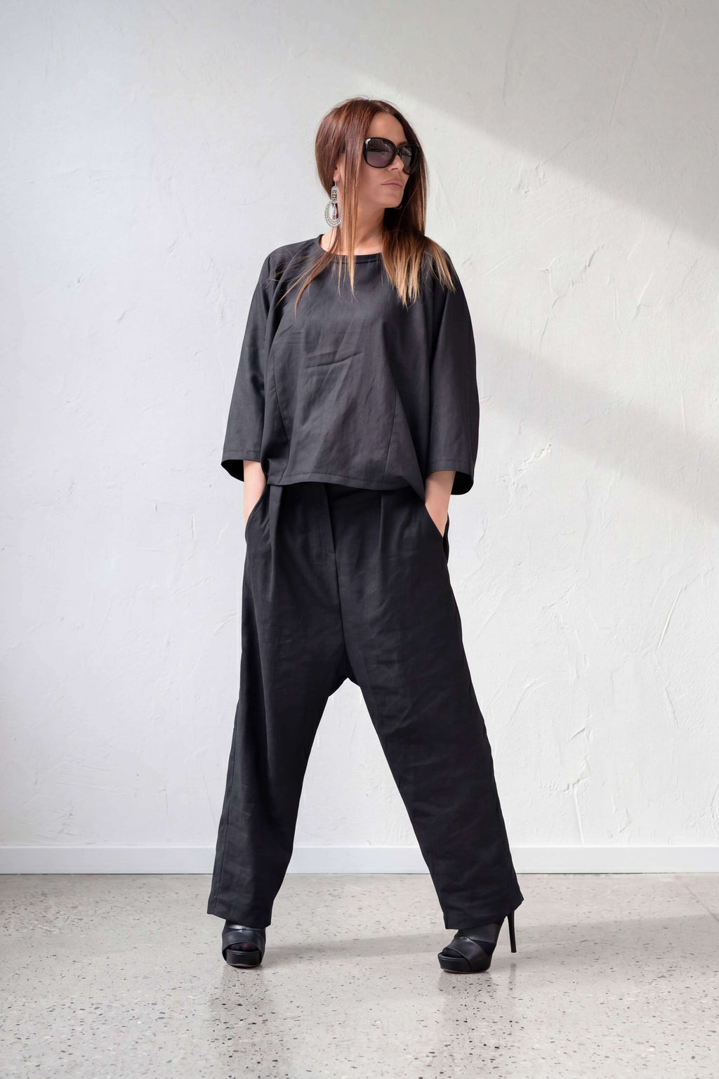 Linen top #black