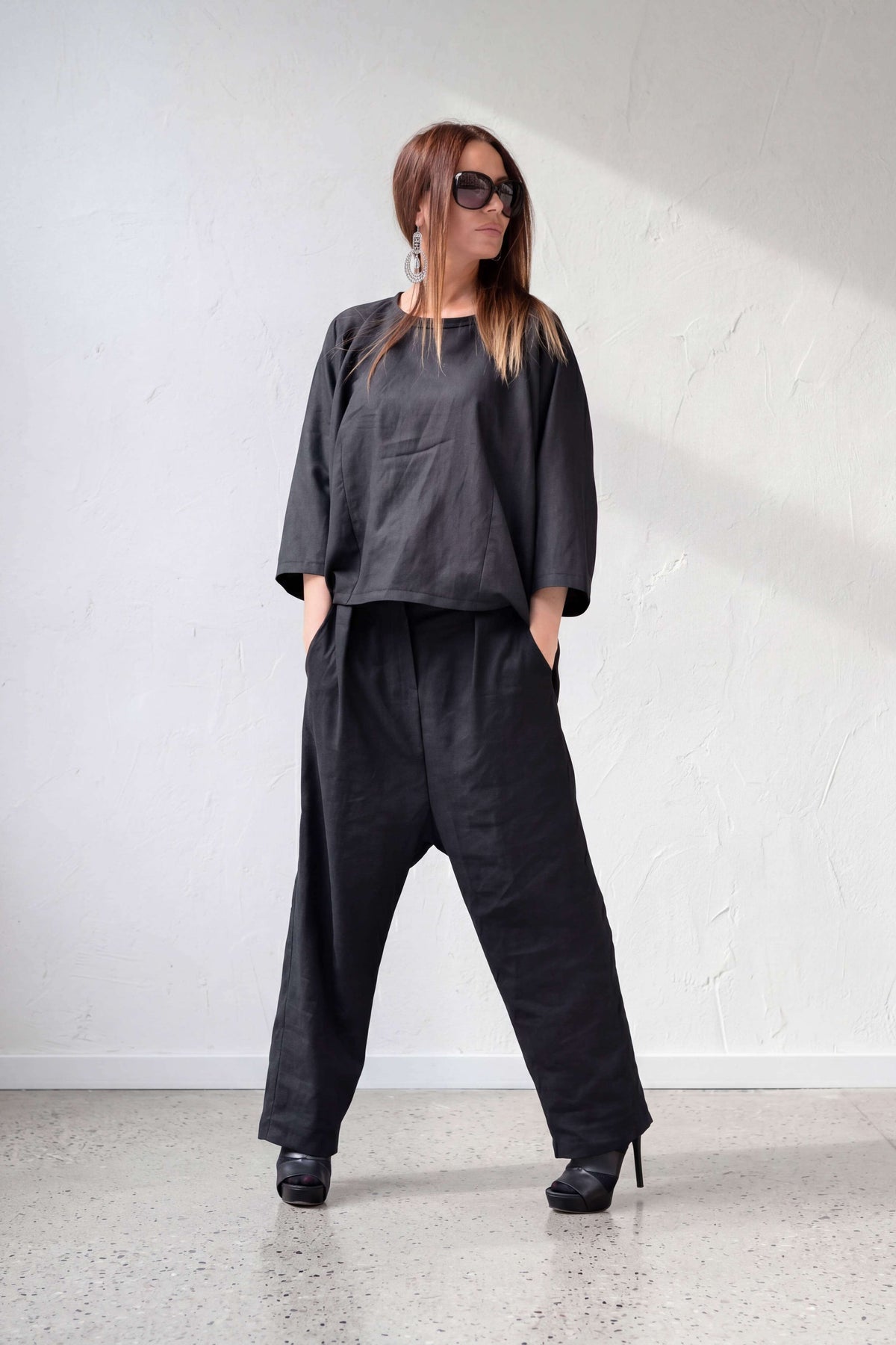 Linen top #black