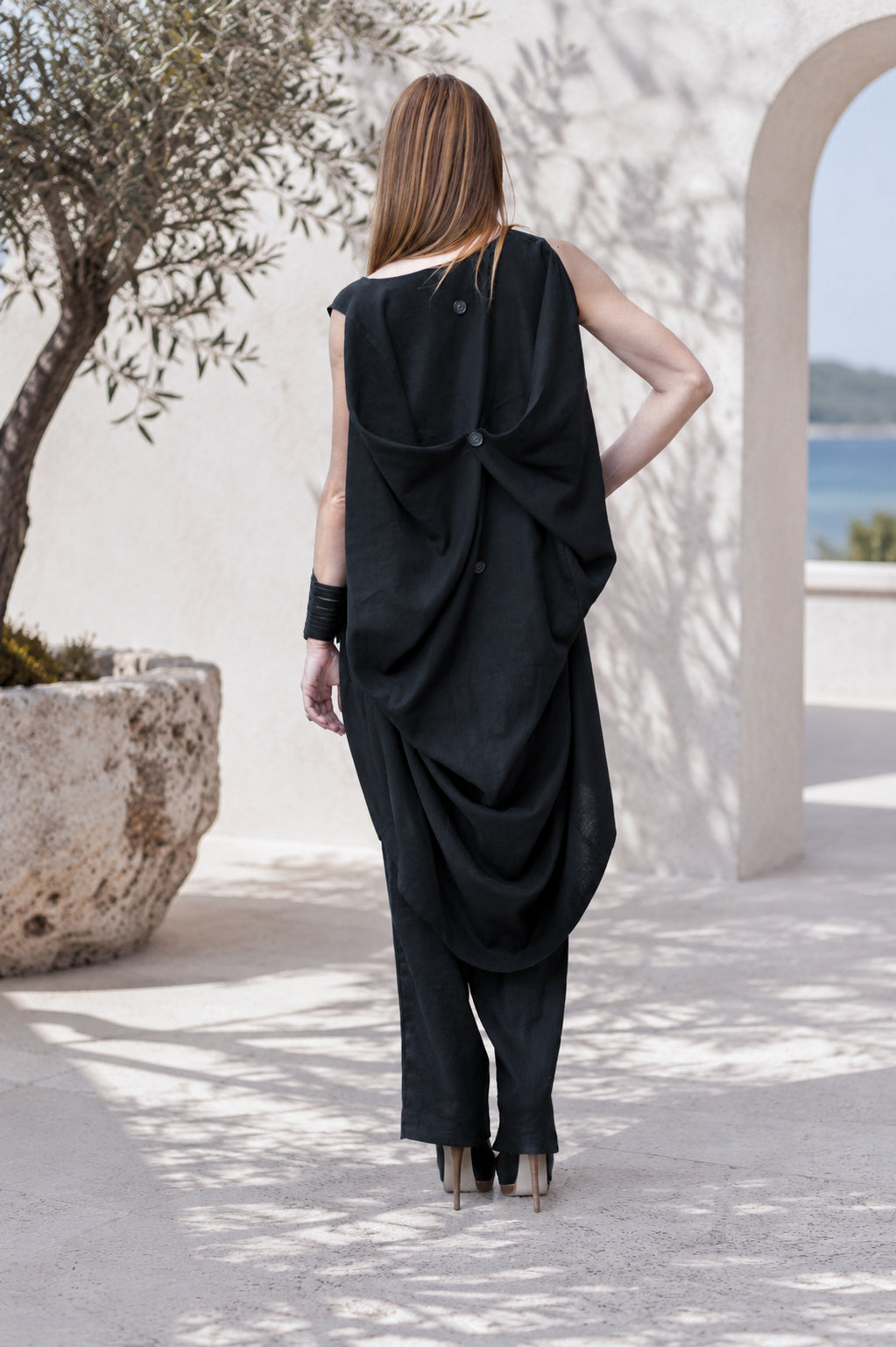 linen black tunic #black