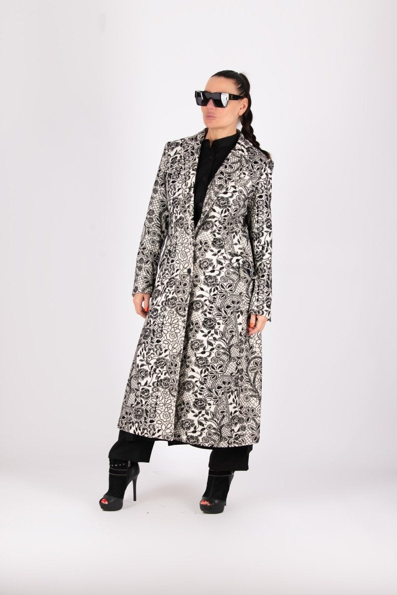 Black White Coat Astela - EUG FASHION EugFashion 