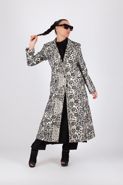 Black White Coat Astela - EUG FASHION EugFashion 