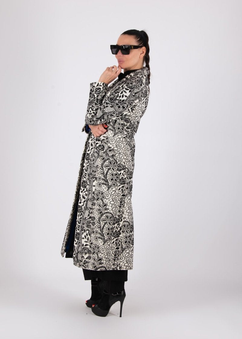 Black White Coat Astela - EUG Fashion