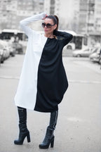 Black White Cotton Tunic TAMARA - EUG Fashion