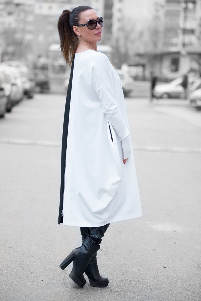 Black White Cotton Tunic TAMARA - EUG Fashion