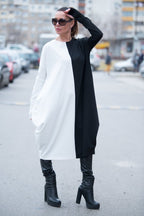 Black White Cotton Tunic TAMARA - EUG Fashion