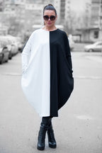 Black White Cotton Tunic TAMARA - EUG Fashion
