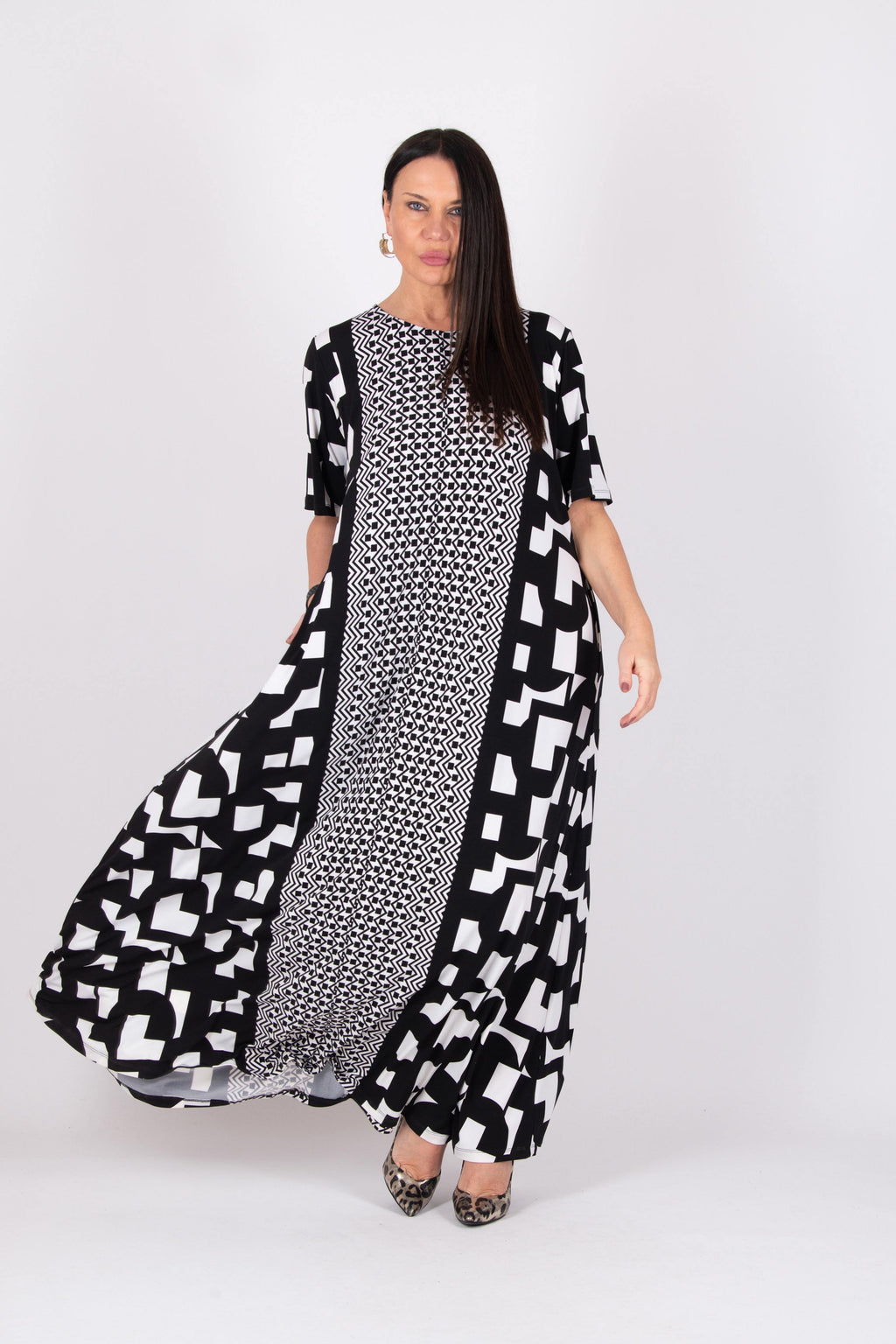 long a line dress short sleeves